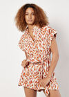Ikat Print Utility Jumpsuit, Orange, large