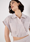 Stripe Shirt Crop Top, Stone, large