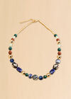 Multi Stone Beaded Necklace, Blue, large