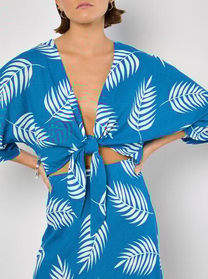 Tropical Leaf Bias Maxi Skirt