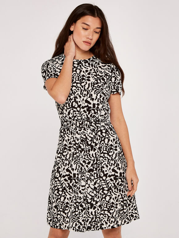 Leaf Silhouette Dress, Black, large