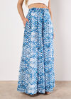 Lightweight Ikat Palazzo Trousers, Blue, large