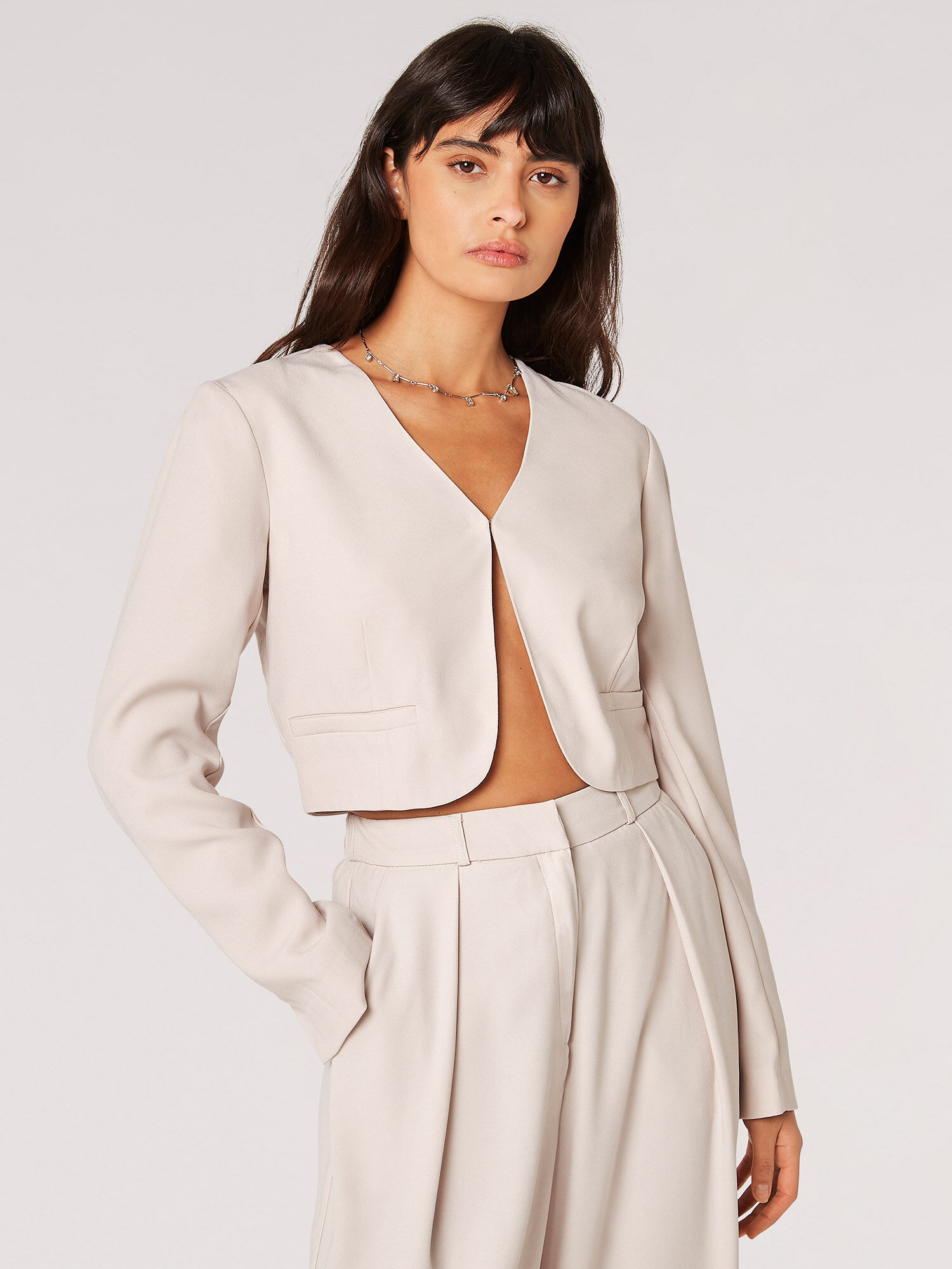 Cropped Bolero Jacket Apricot Clothing