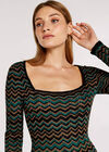 Chevron Knit Bodycon Midi Dress, Green, large