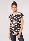 Zebra Print Rolled Sleeve T-Shirt, Black, large