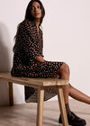 Polka Dot Tiered Mini Dress, Brown, large