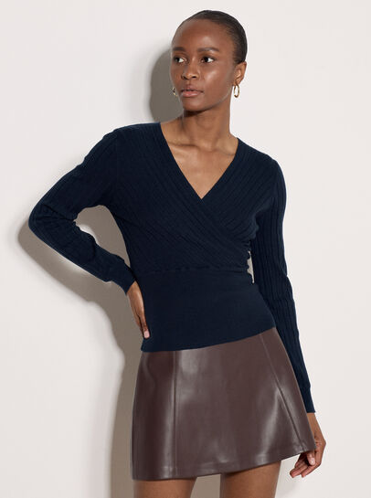 Rib Knit Wrap Top