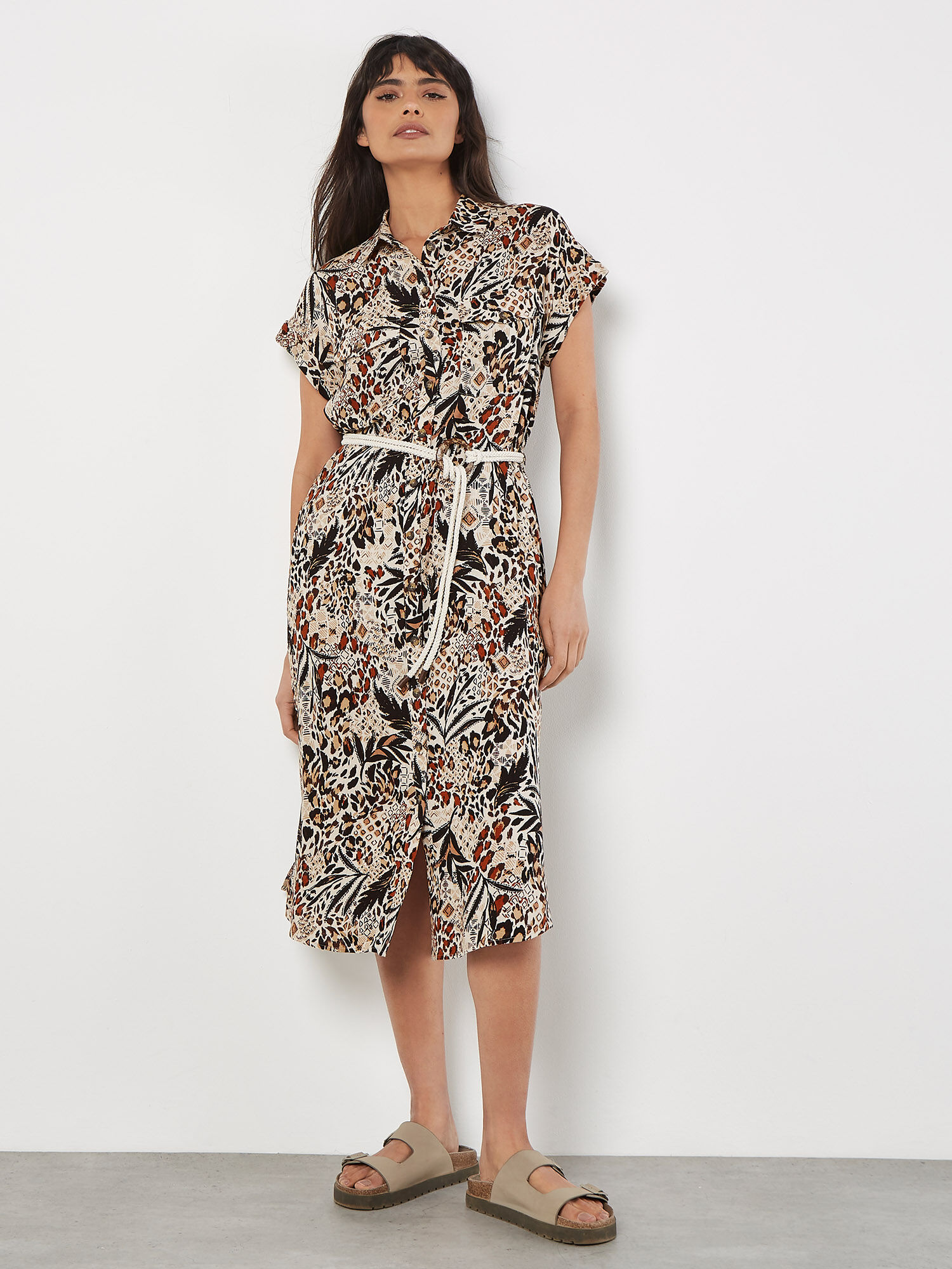 Animal print shirt midi dress new arrivals