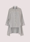 Oversized Striped Cotton Shirt, White, large