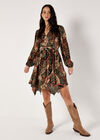 Paisley Wrap Mini Dress, Khaki, large