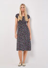 Garden Floral Milkmaid Midi Dress, Navy, large