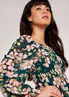 Ruffle & Smock Soft Floral Top, Green, large