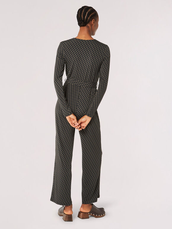 Teardrop Wrap Jersey Jumpsuit, Green, large