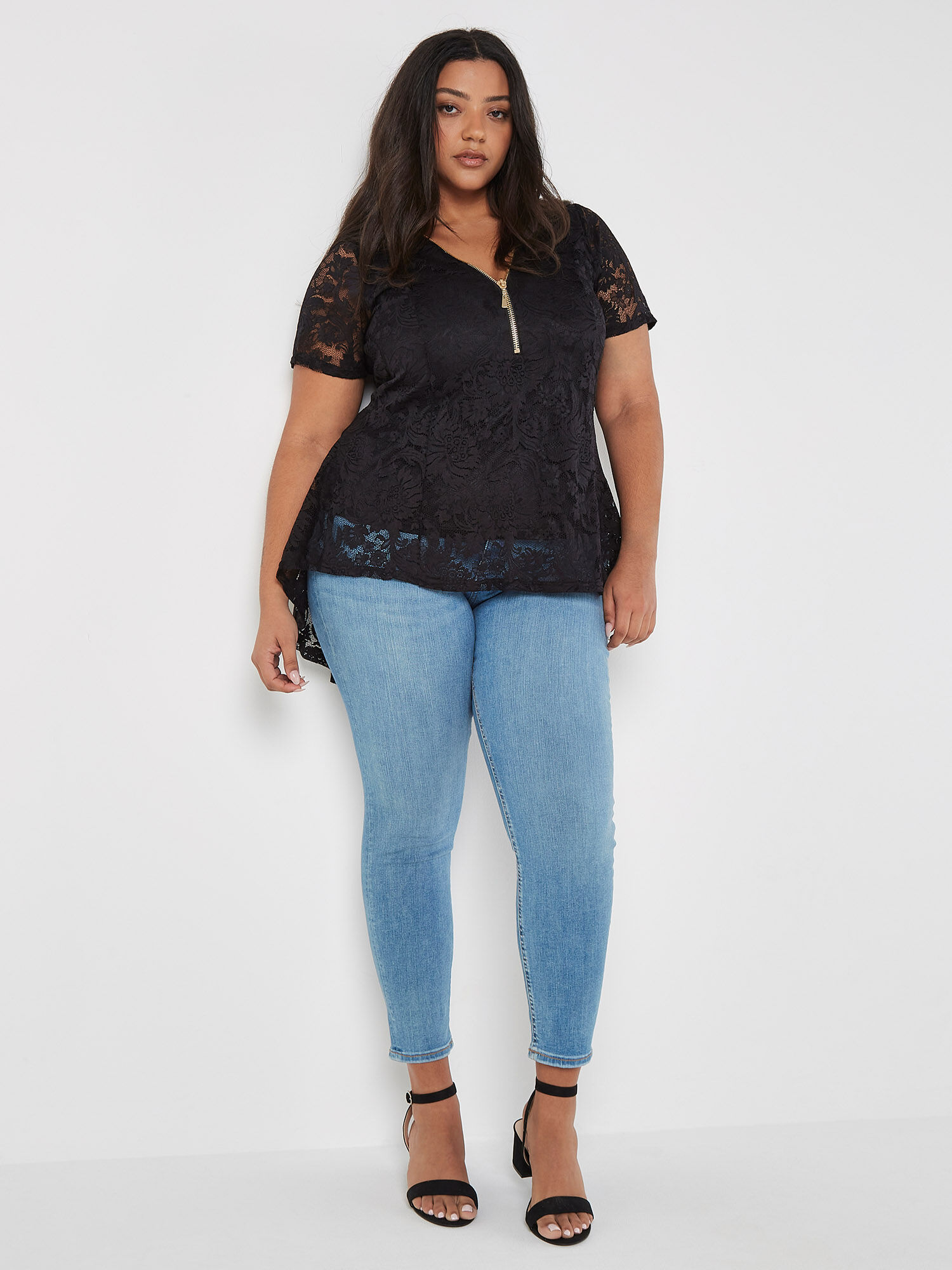 Black zip front top online