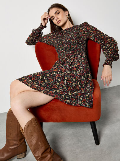 Ditsy Floral Smocked Mini Dress