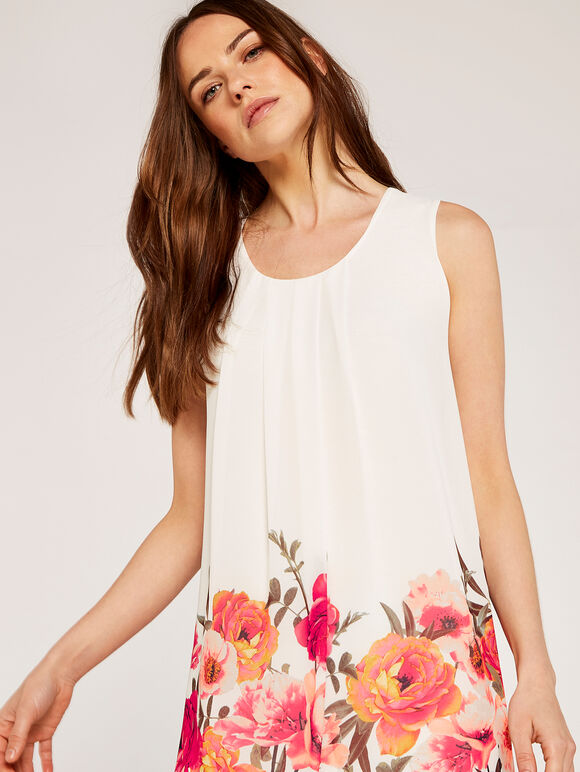 Floral Shift Dress, Cream, large