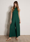 Halter Neck Wide-Leg Jumpsuit, Green, large