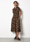 Textured Leaf Shirt Midi Dress, Brown, large