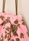 Beaded Velvet Drawstring Bag, Pink, large