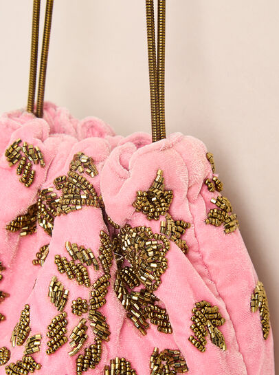 Beaded Velvet Drawstring Bag