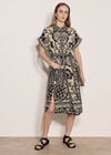 Floral Pineapple Cotton Shirt Midi Dress, Stone, large
