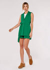 Sleeveless Tie Waist Blazer, Green, large
