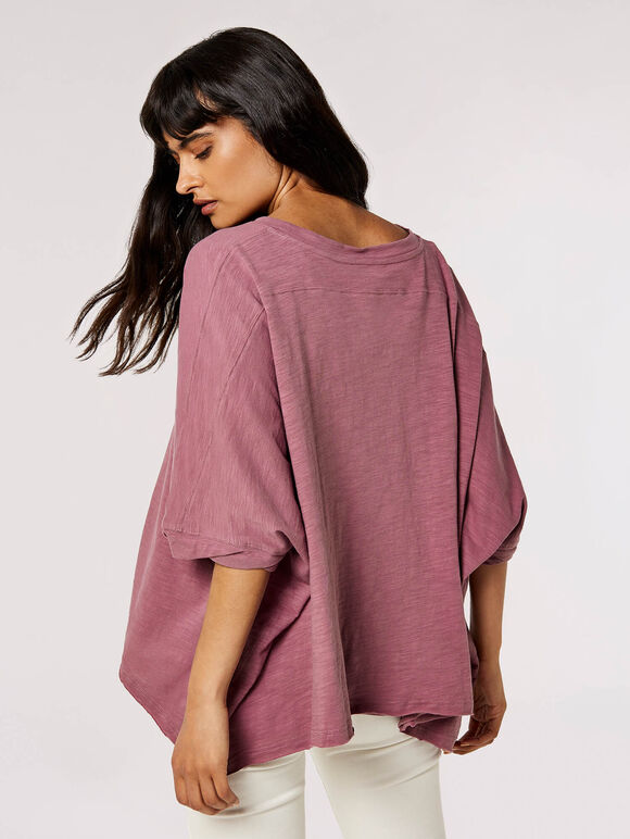 Cotton Jersey Waterfall T-Shirt, Lilac, large