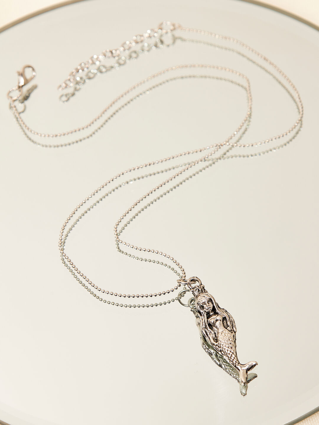 Image of Silver Tone Mermaid Pendant Necklace