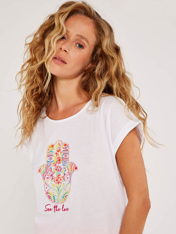 Quote Hand Mandala T-Shirt, White, large