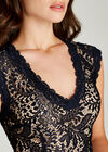 Navy Lace Scallop Bodycon Dress, Navy, large
