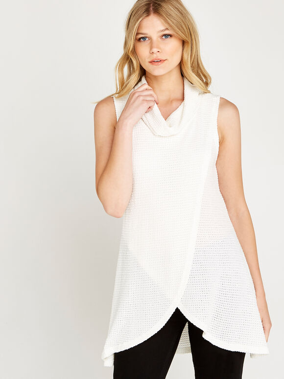 Cowl Neck Tunic Top, Cream, large