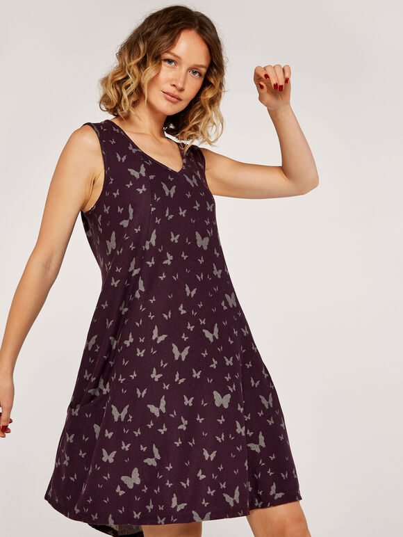 Butterfly Spray Dress, Purple, large