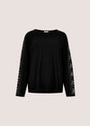 Diamante Snakeskin Sparkle Jumper, Black, large