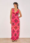 Tile Print Jersey Maxi Dress, Red, large