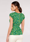 Ditsy Milkmaid Top, Green, large