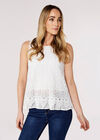 Crochet Layered Top, White, large