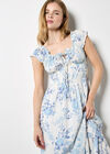 Floral Smocked Midi Dress, Cream, large