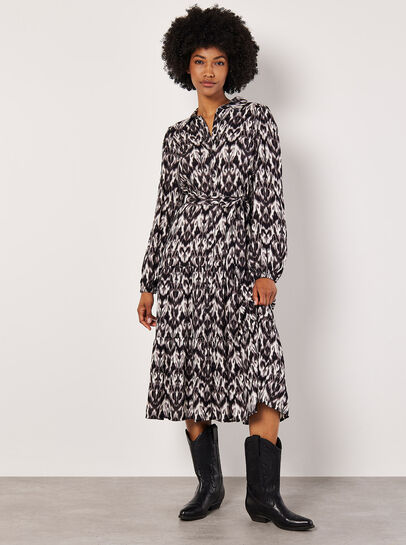Ikat Tiered Shirt Midi Dress