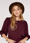 Puff Sleeve Top, Burgundy, large