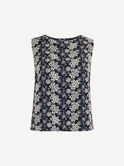 Floral Embroidered Shell Top