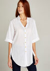 Cream Tie Detail Slub Shirt, Cream, large