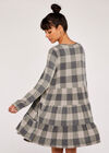 Check Print Cozy Tiered Dress, Grey, large