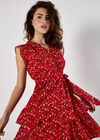 Ditsy Floral Chiffon Mini Dress, Red, large
