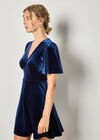 Empire Waist Velvet Mini Dress, Navy, large