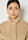 Pleat Detail Bomber Jacket, Stone, large