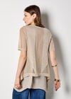 Pointelle Knit Layered Tunic Top, Stone, large