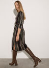 Painterly Stripe Knitted Midi Dress, Khaki, large