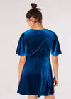 Angel Sleeve Velvet Dress, Blue, large