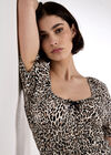 Animal Print Milkmaid Midi Dress, Cream, large