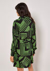 Geo Squares Shirt Mini Dress, Green, large